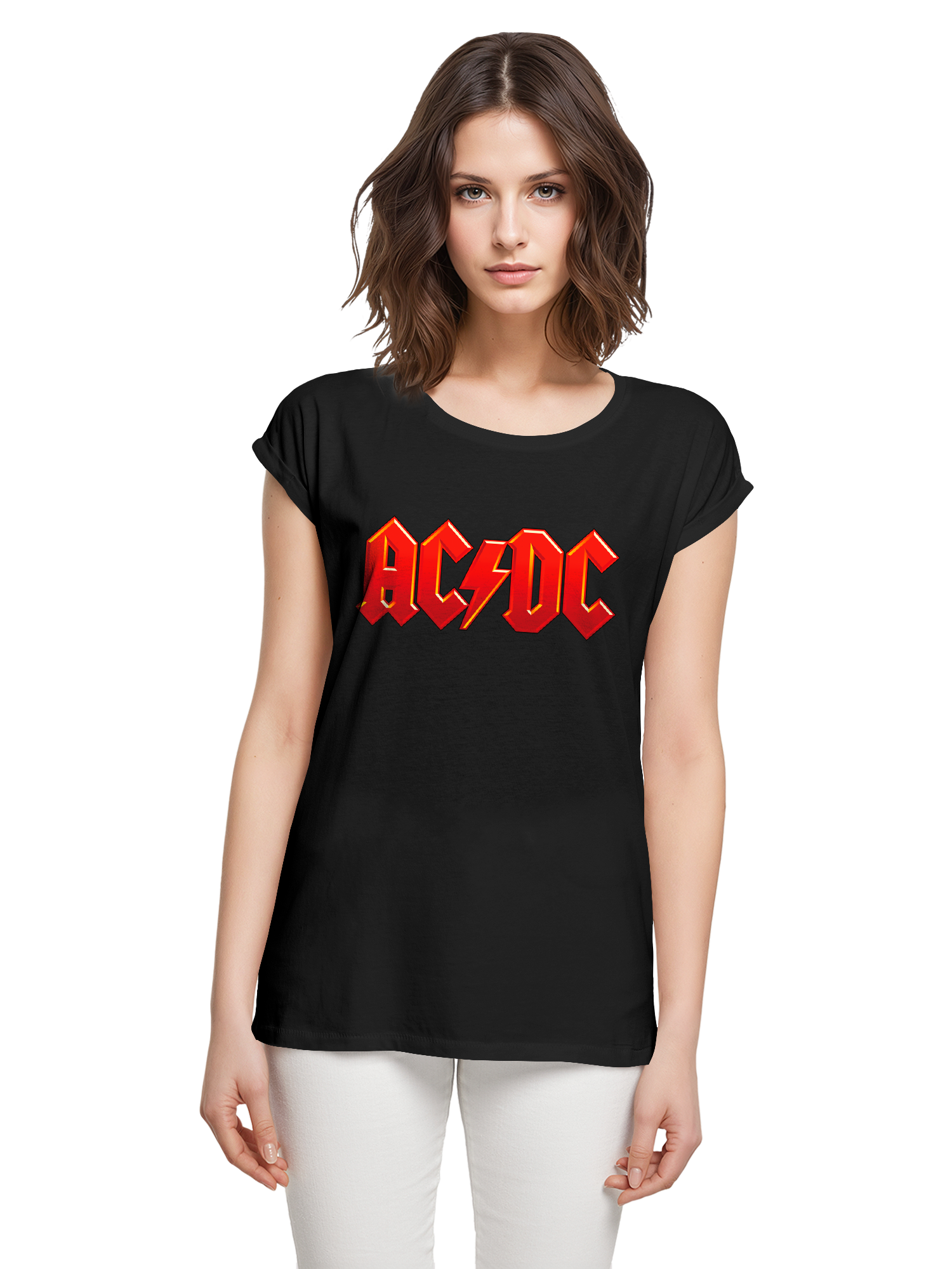 ACDC Dunkelrotes Logo Damen T-Shirt