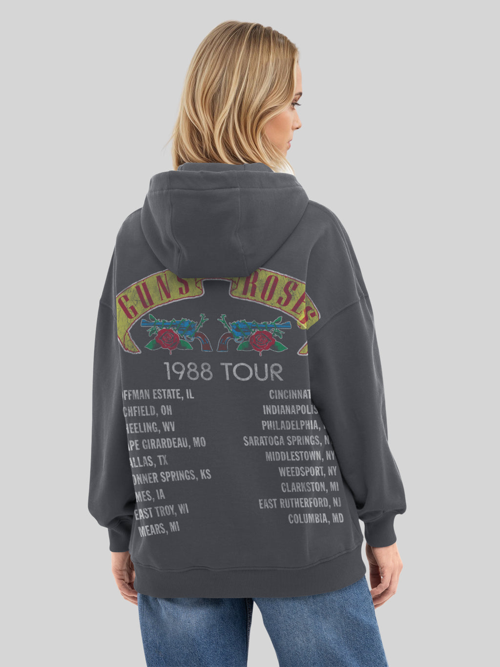 Tour Guns N 'Roses 1988 | Sweat à capuche surdimensionné pour femmes