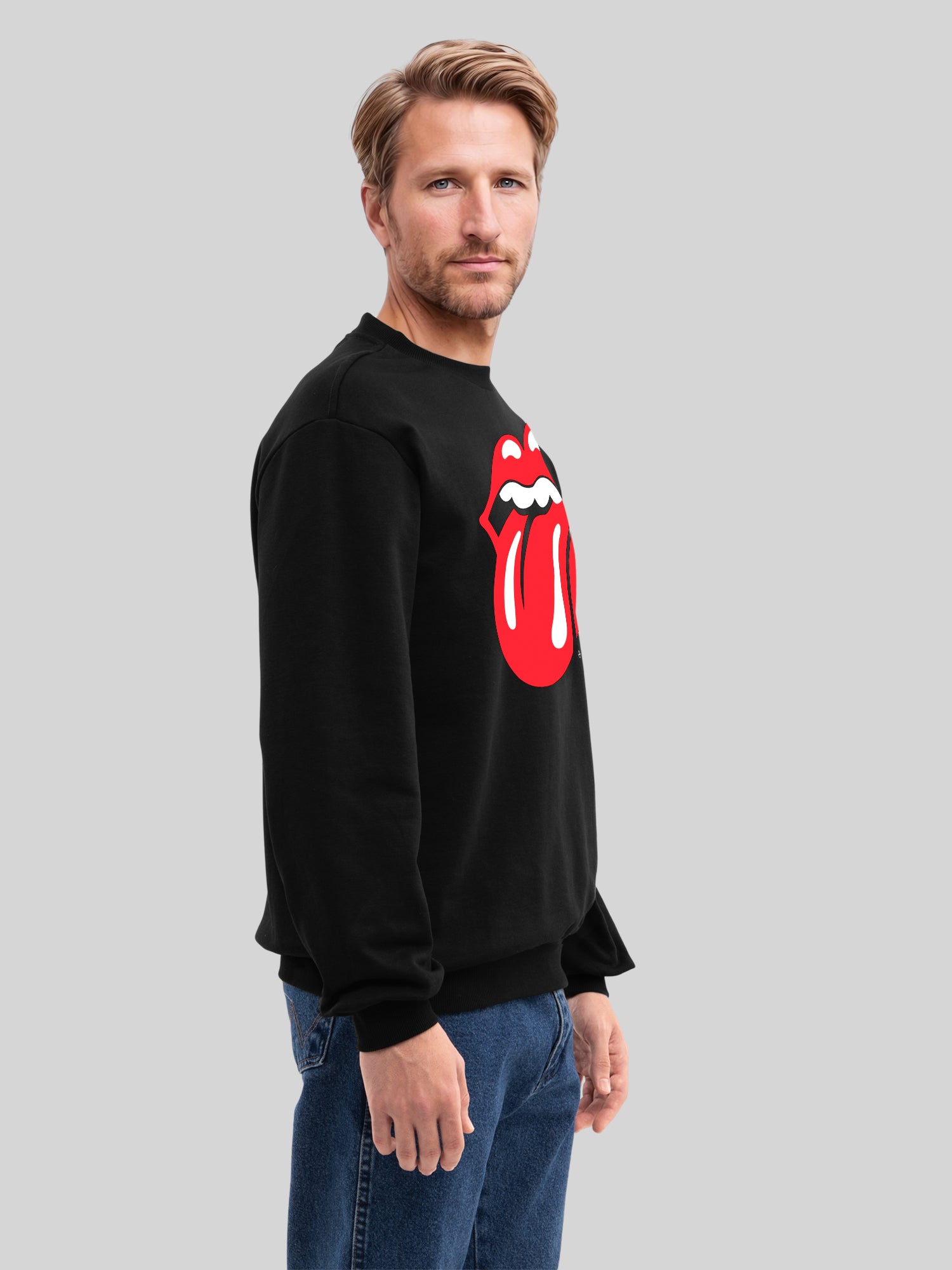 The Rolling Stones Classic Zungen BLK mit echten Blanks | Herrenpullover