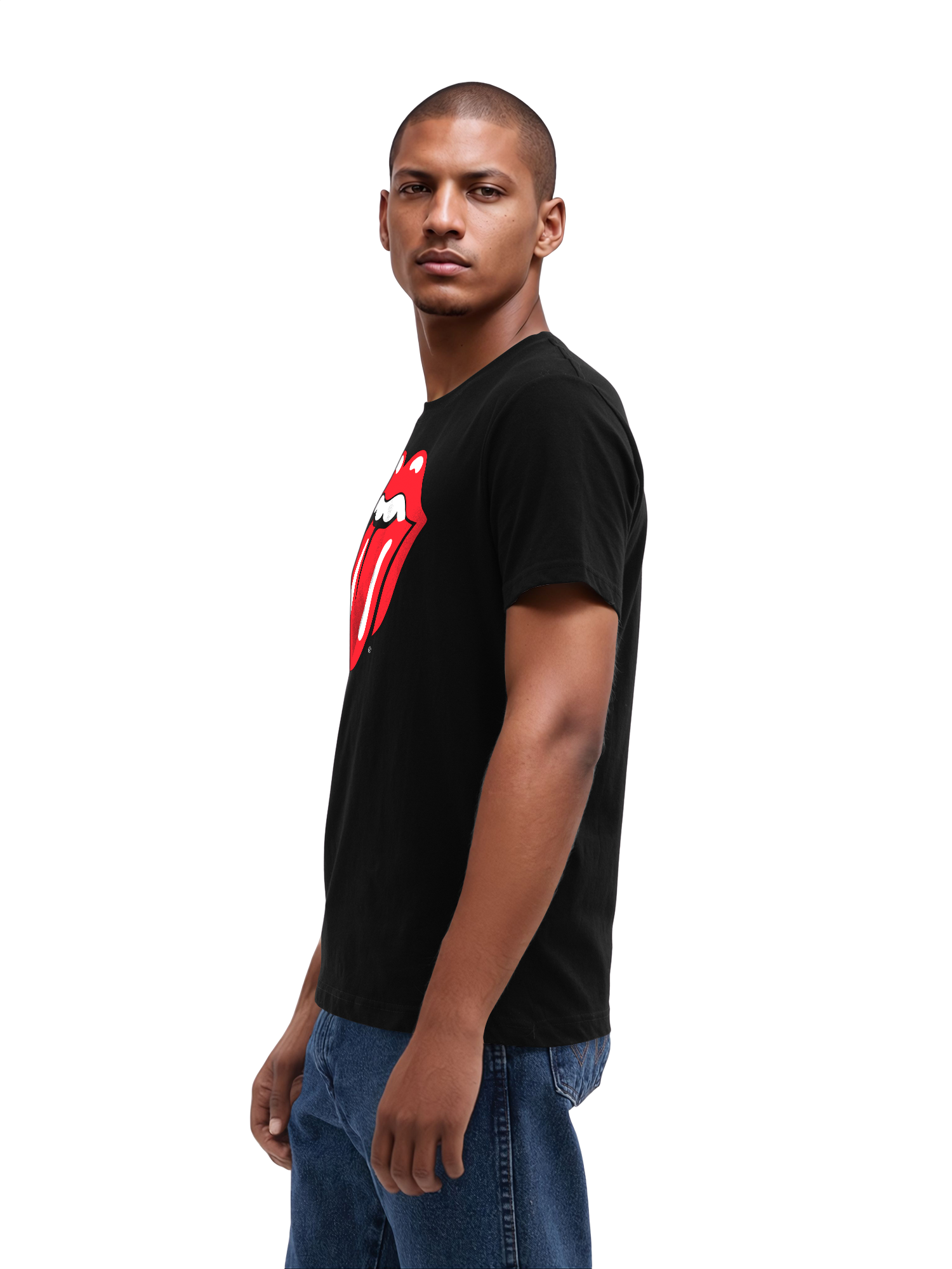 The Rolling Stones Classic Zungen BLK mit echten Blanks | Herren reguläre Abschläge