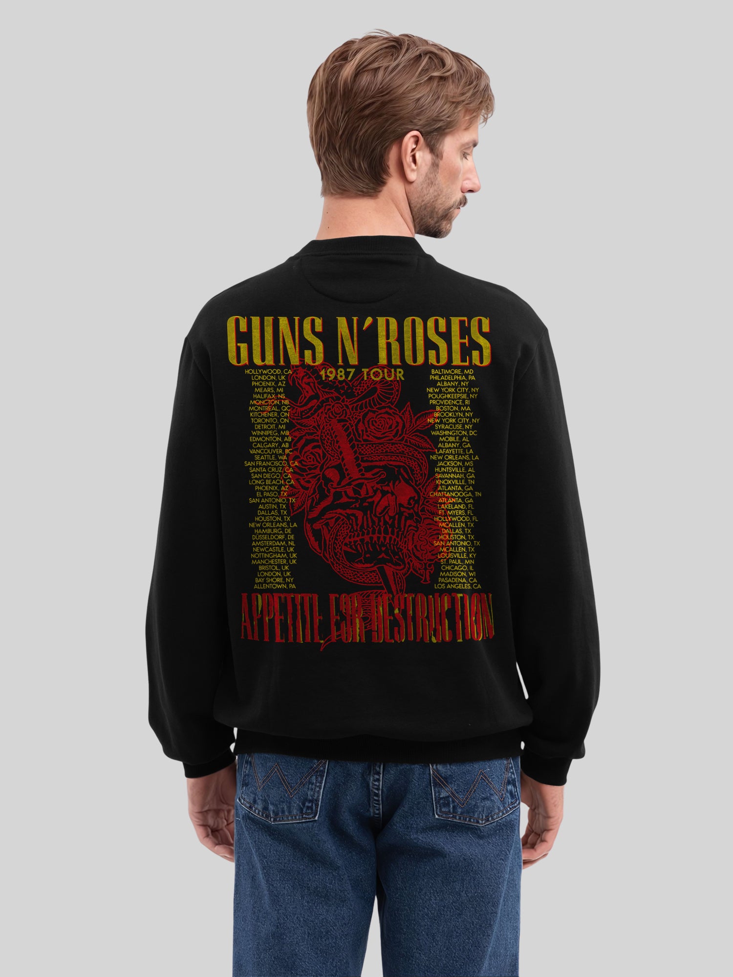 Guns N 'Roses 1987 Tour Vintage Concert Concert CONTTER | Suéter regular para hombres