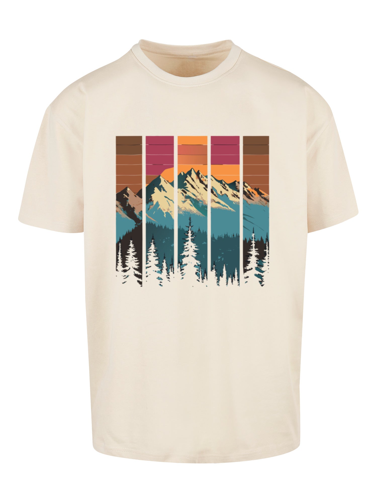 Mountain Sunset Retro Art T-shirt surdimensionné lourd
