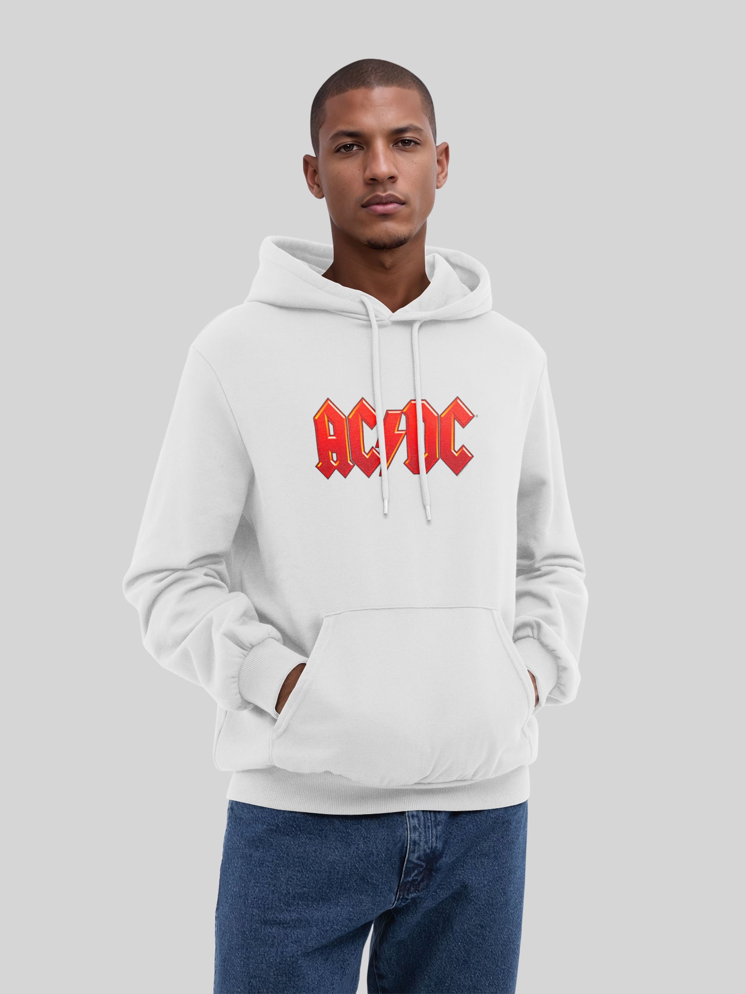 ACDC Logo rouge foncé avec de vraies blancs | Hoodie régulier pour hommes
