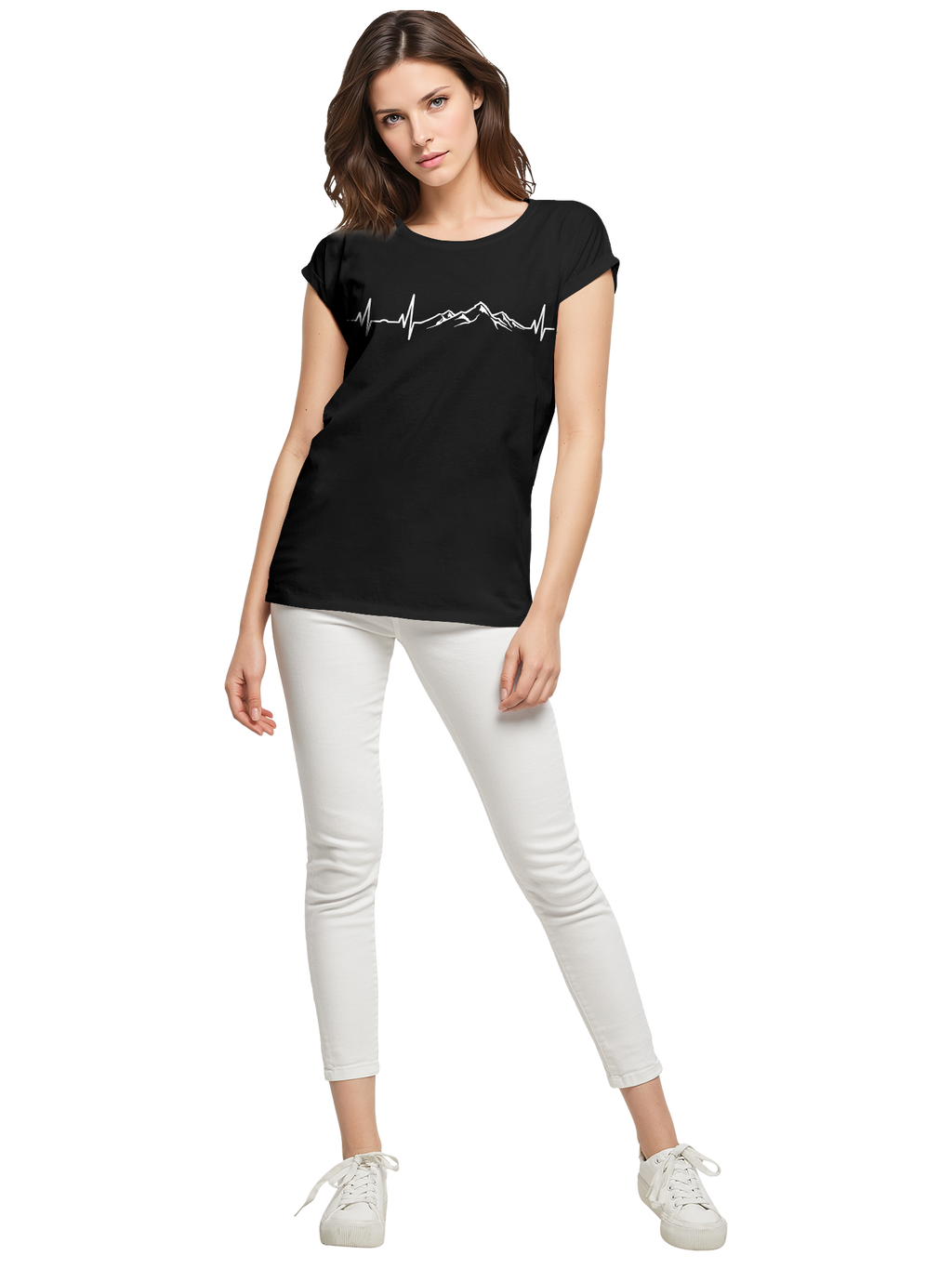 T-shirt pour dames de rythme cardiaque de montagne