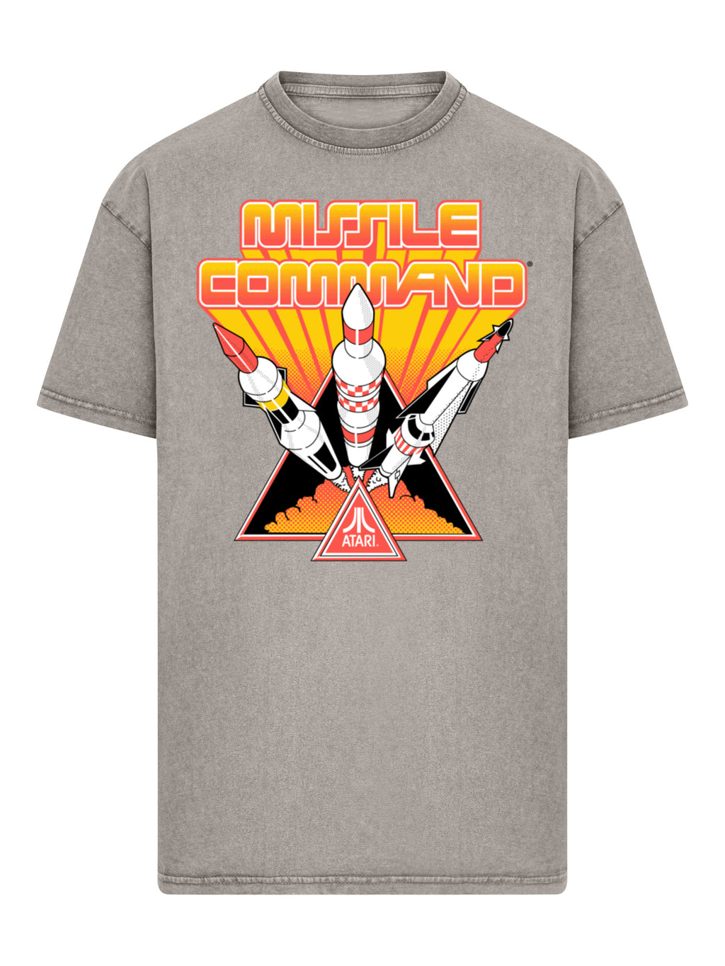 Missile Command Triple Shot Atari Retro Gaming Acid Washed Oversize T-Shirt