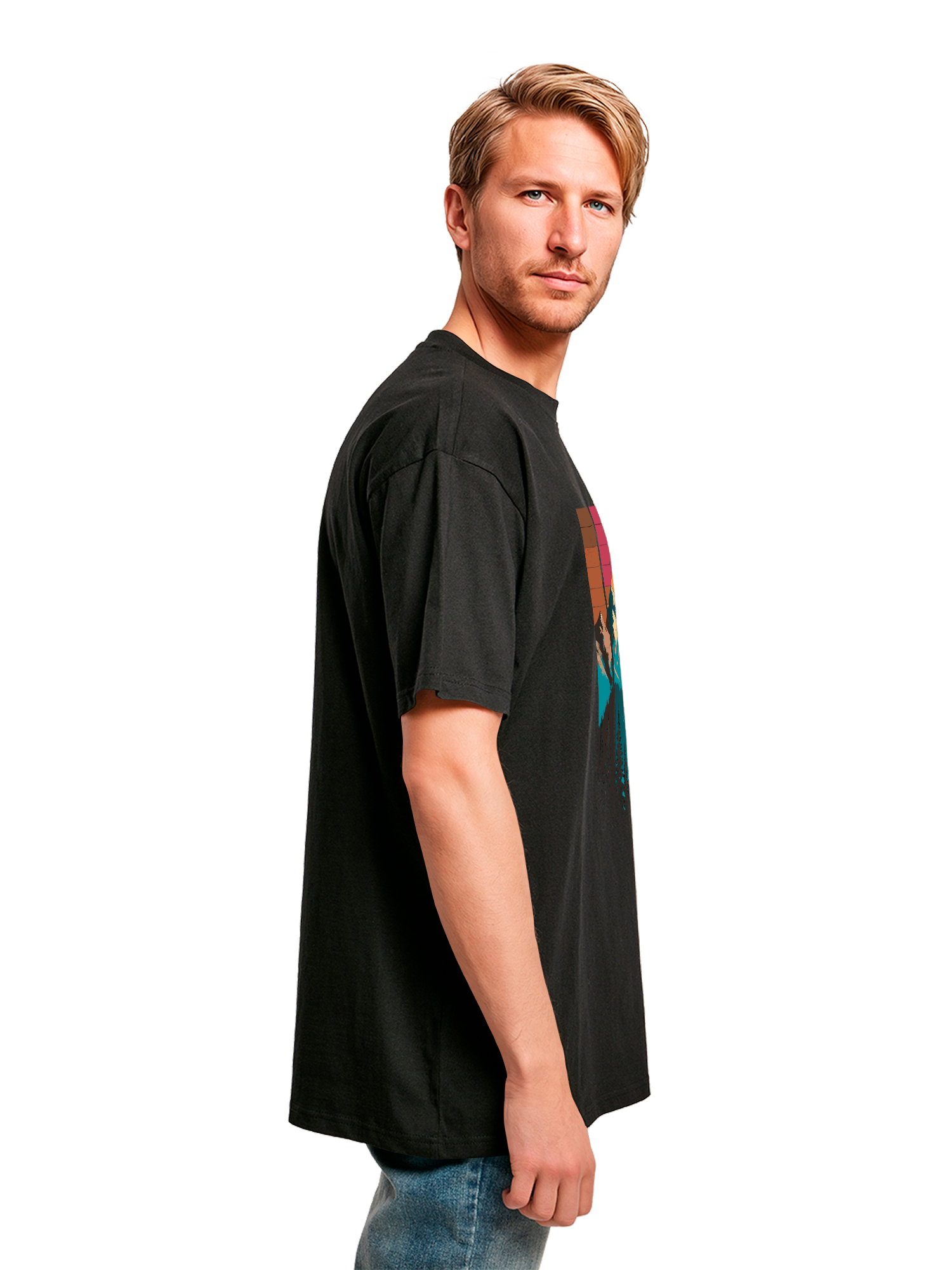 Mountain Sunset Retro Art T-shirt surdimensionné lourd