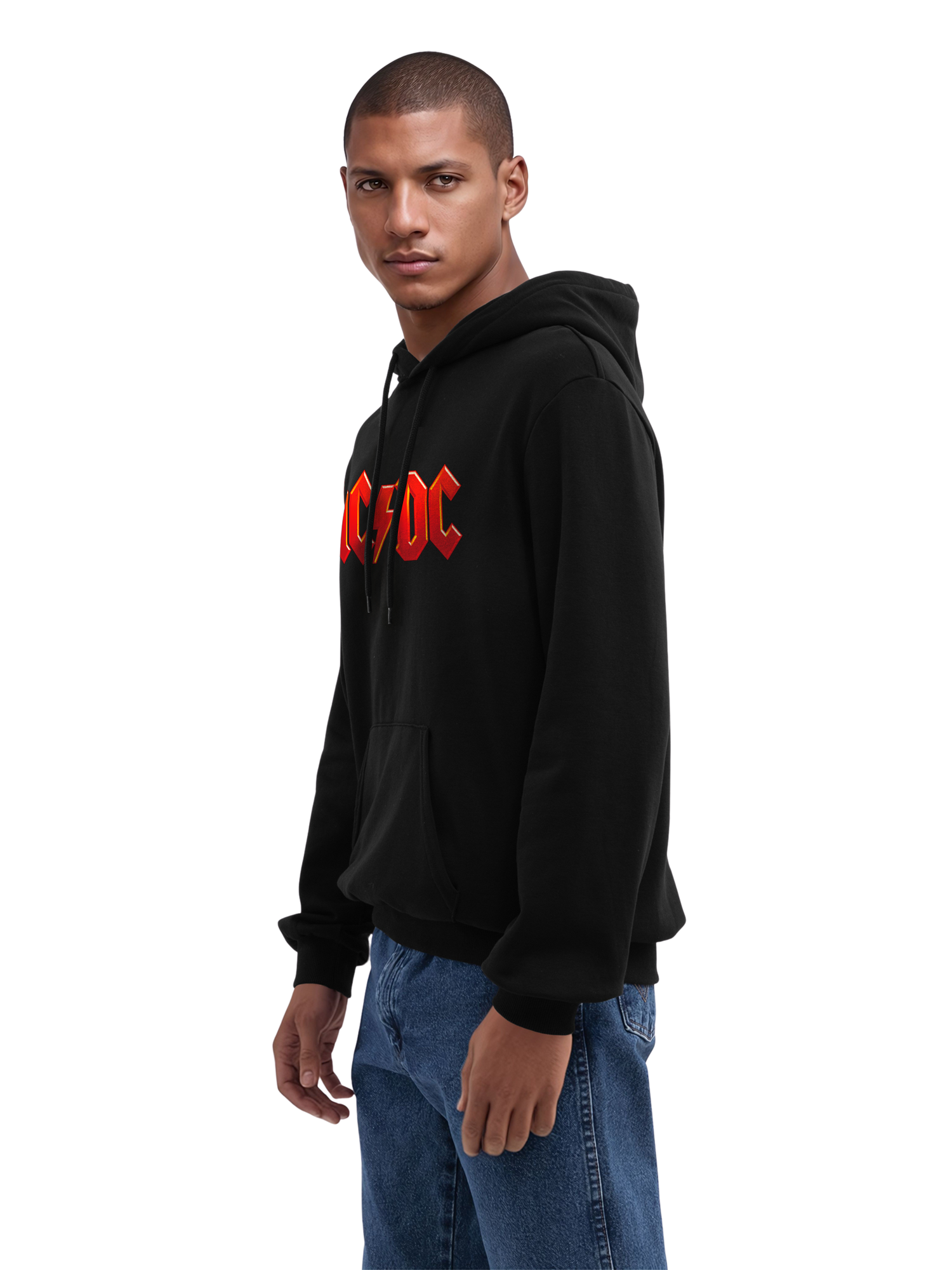 ACDC Logo rouge foncé avec de vraies blancs | Hoodie régulier pour hommes