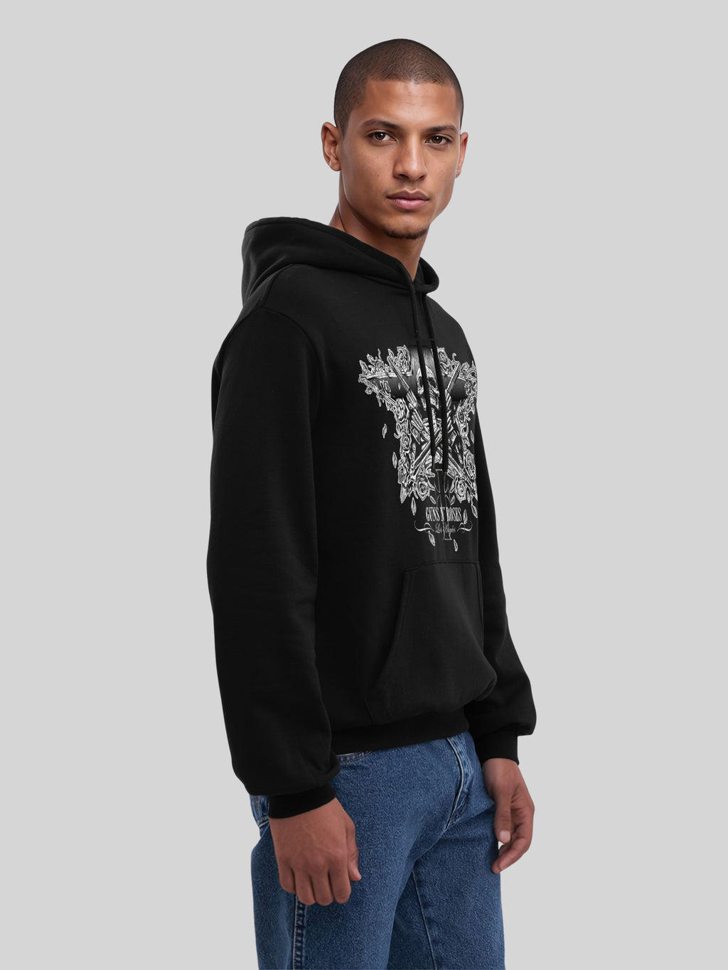 Guns N 'Roses Skeleton pistolas con blancos verdaderos | Sudadera con capucha regular para hombres