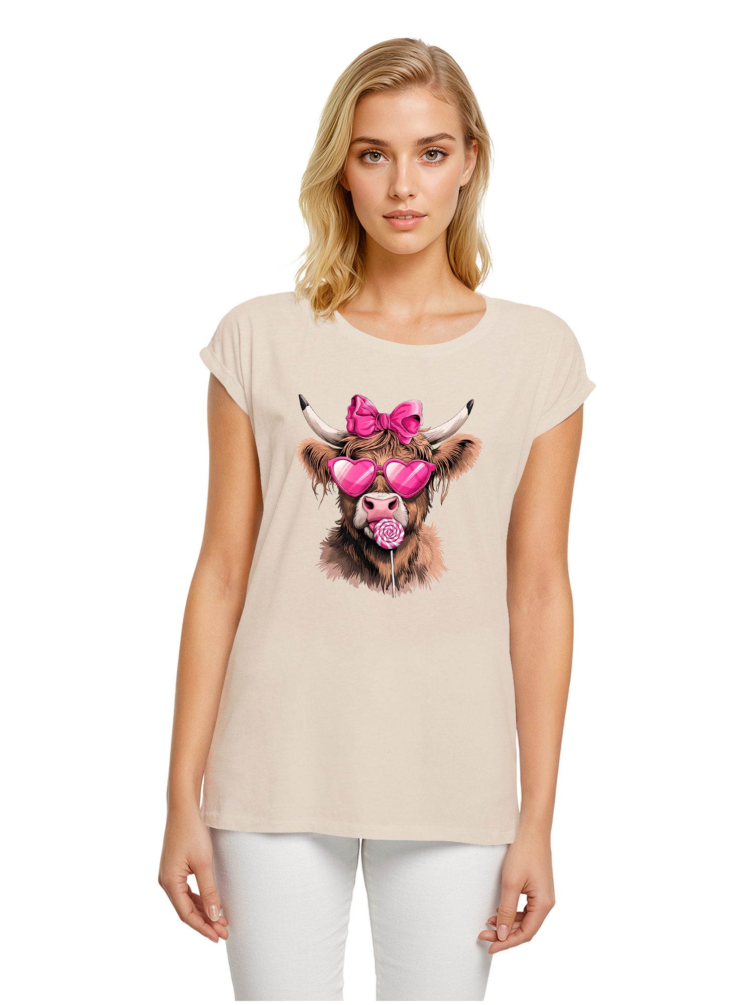 Highland Cow Valentinstag Geschenk Damen T-Shirt