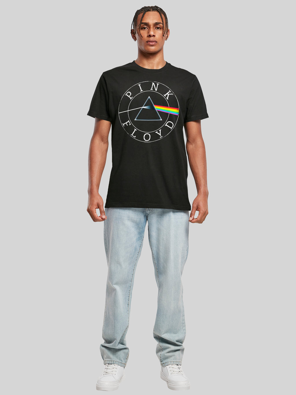 Pink Floyd Prism Circle logo con camiseta redonda de cuello