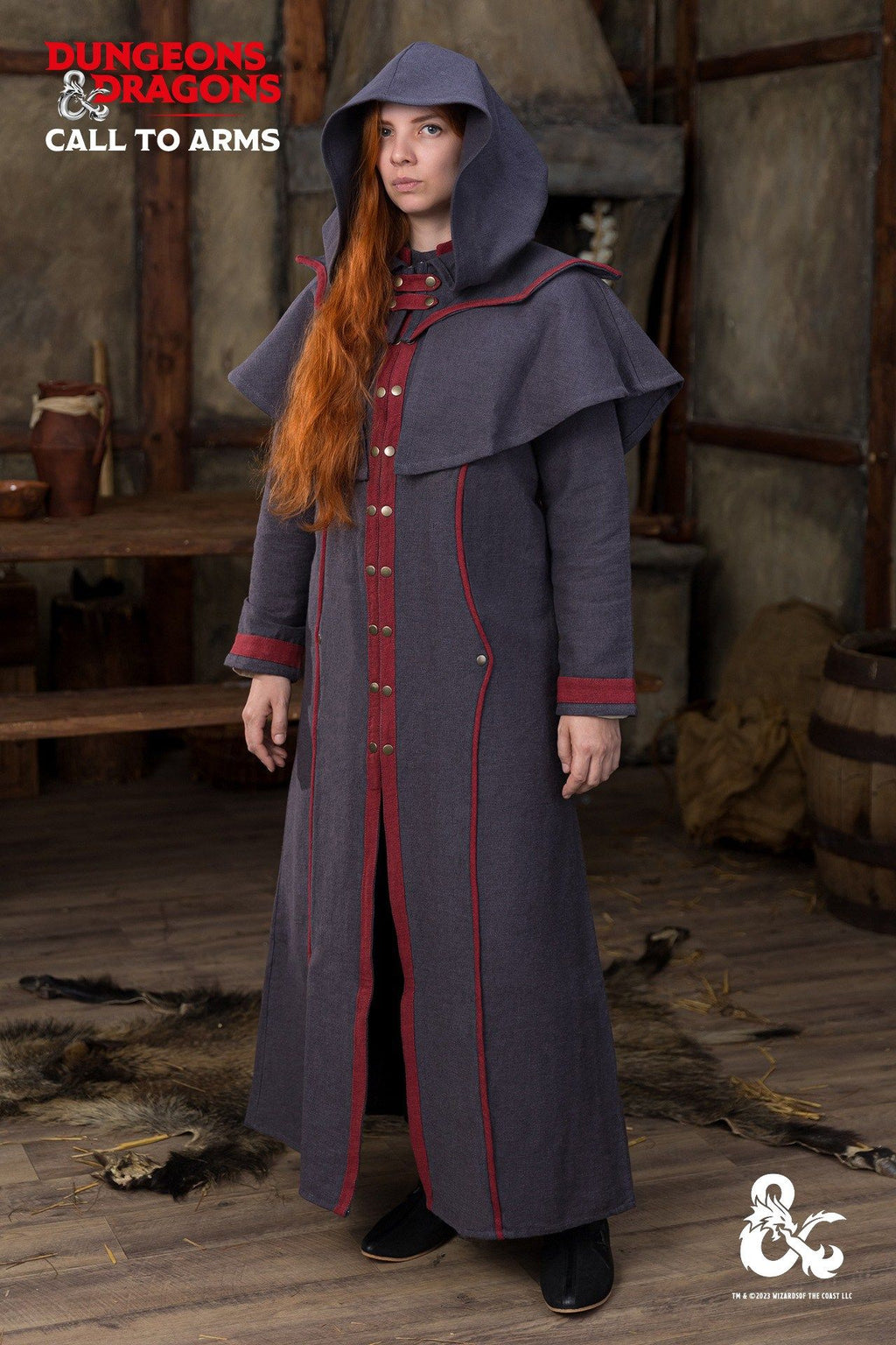 Capucha de brujo de Dungeons & Dragons gris/roja
