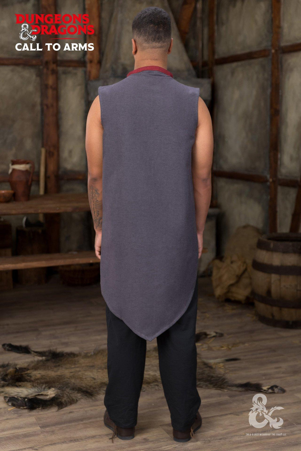 Túnica sin mangas gris/roja para hechicero de Dungeons & Dragons