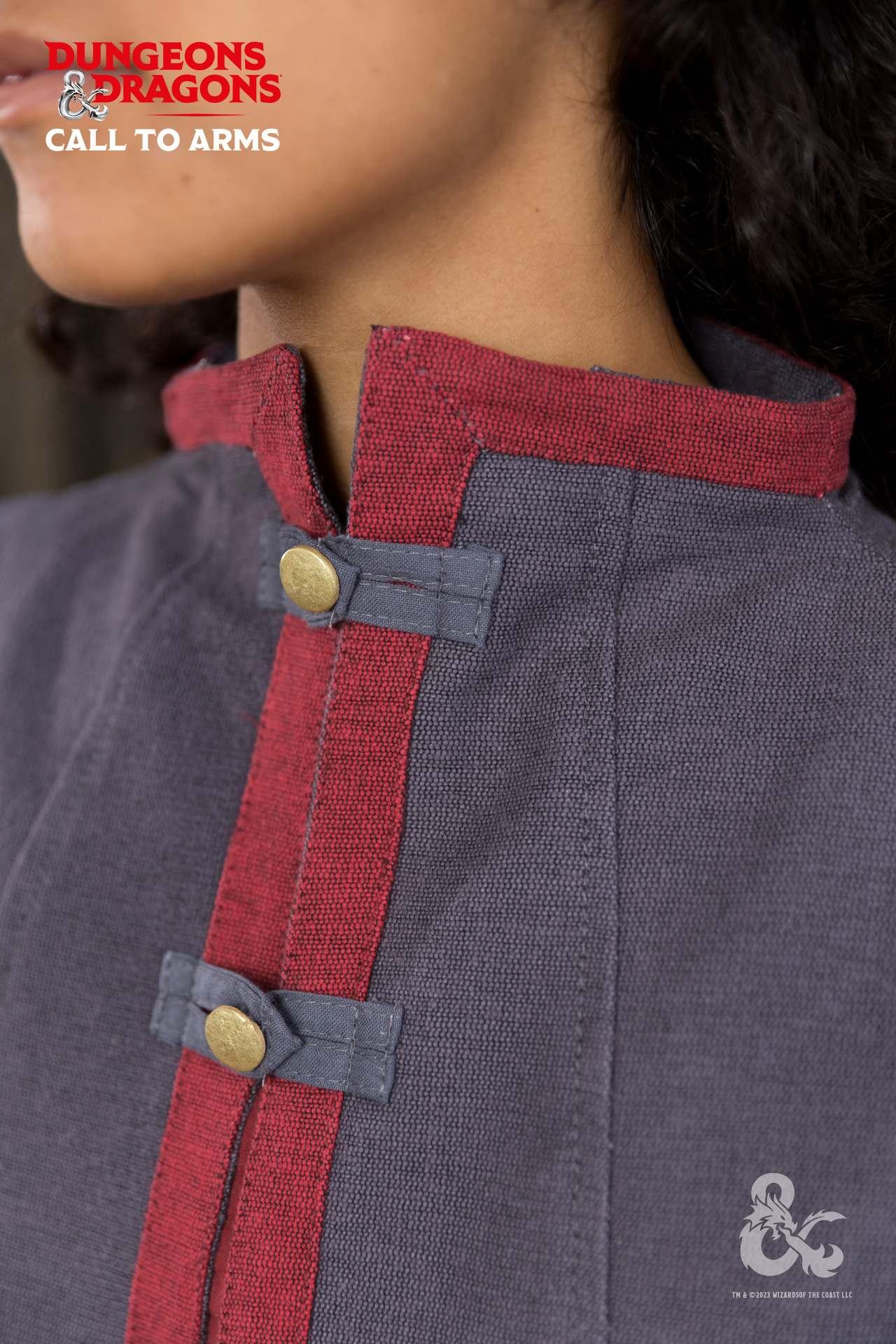 Túnica sin mangas gris/roja para hechicero de Dungeons & Dragons