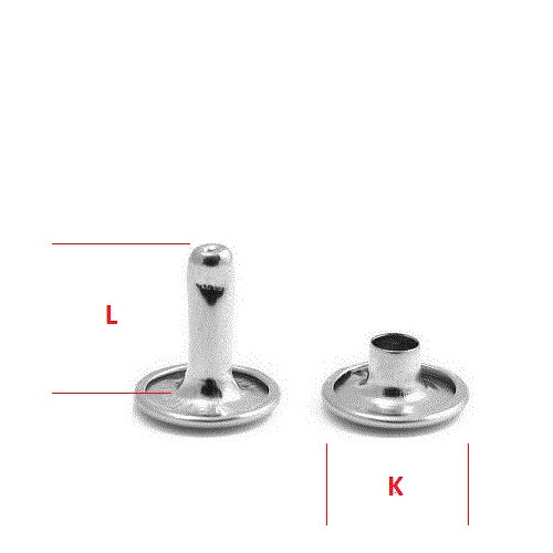 Rivet creux KØ7,0 x L9,0 mm en fer/laiton