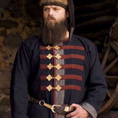 Woolen darkblue medieval caftan in Kyvian slavic style