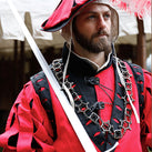 Landsknecht in red and black, good for LARP