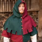 Red and green Mi Parti medieval clothing.