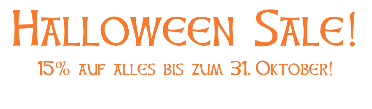 Halloween Sale, 15 auf alles bis zum 31 Oktober!