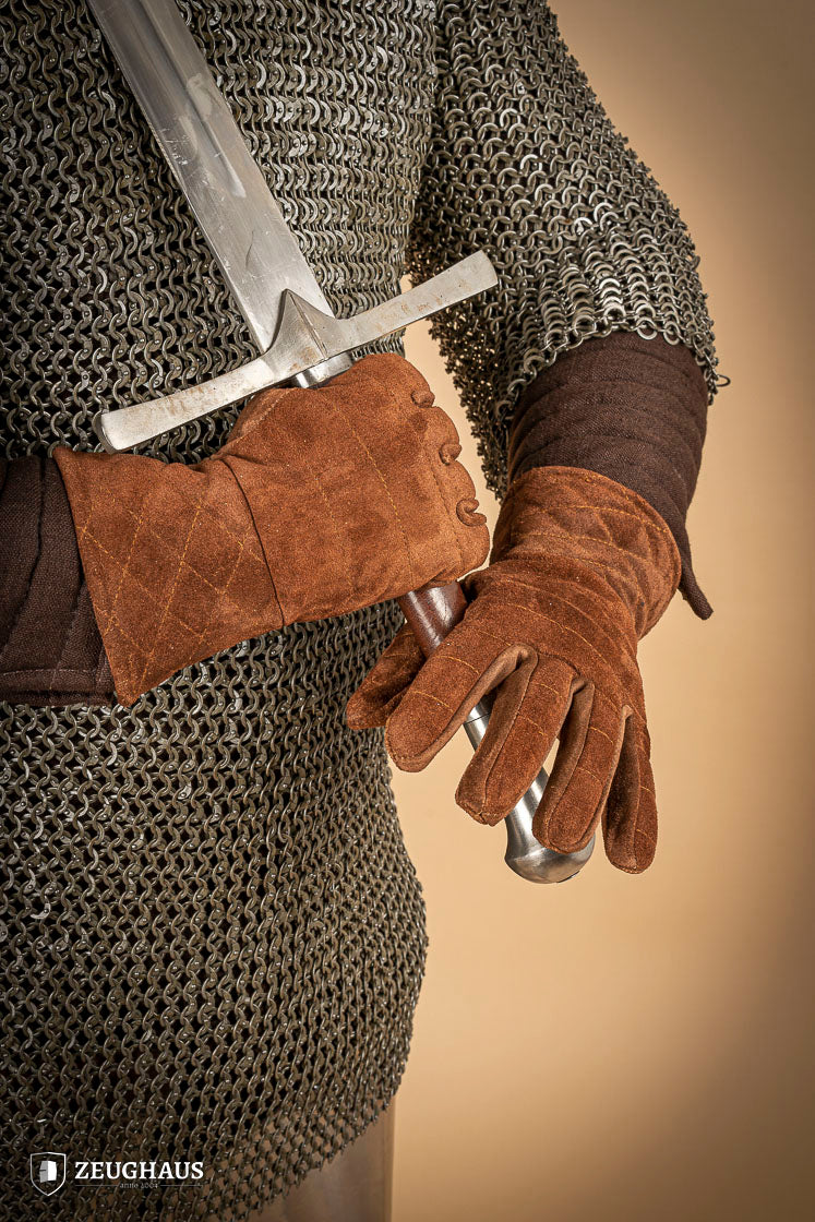 Suede Gloves for Gauntlets Brown