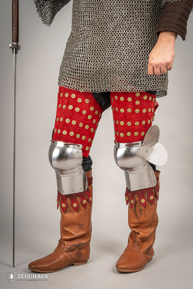 Splinted Leg Armour Suede Leather Red