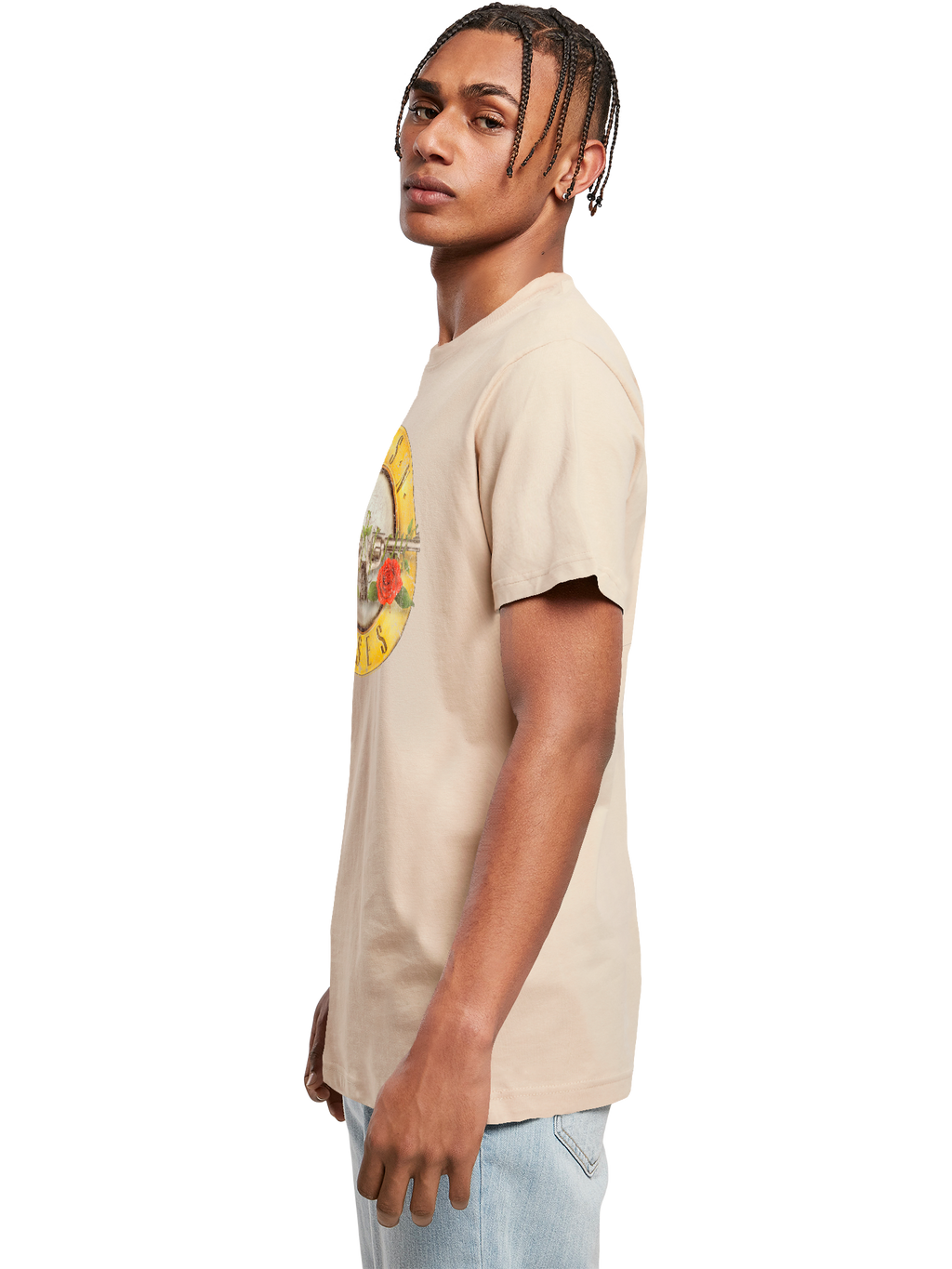 Camiseta redonda de la camiseta del logotipo de la bala de las pistolas 'n' rosas