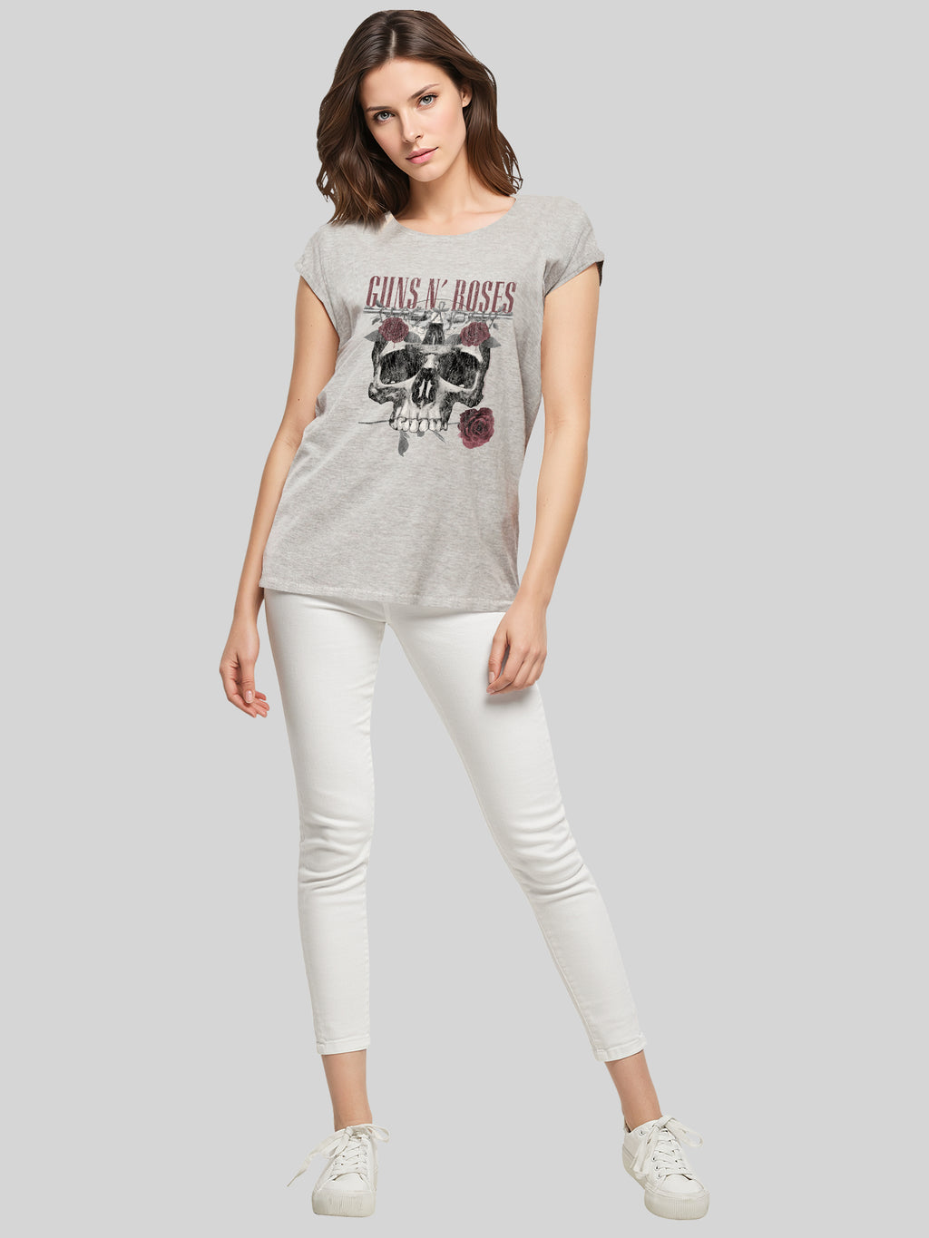 Guns N' Roses Damen T-Shirt mit Rosen-Totenkopf