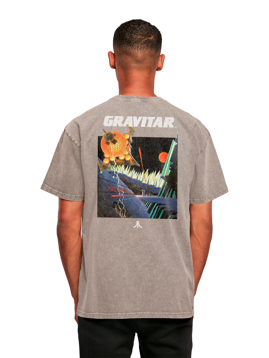 Atari Games Logo Retro Gaming Horizontal und Atari Gravitar Box Cover Acid Washed Oversize Tee
