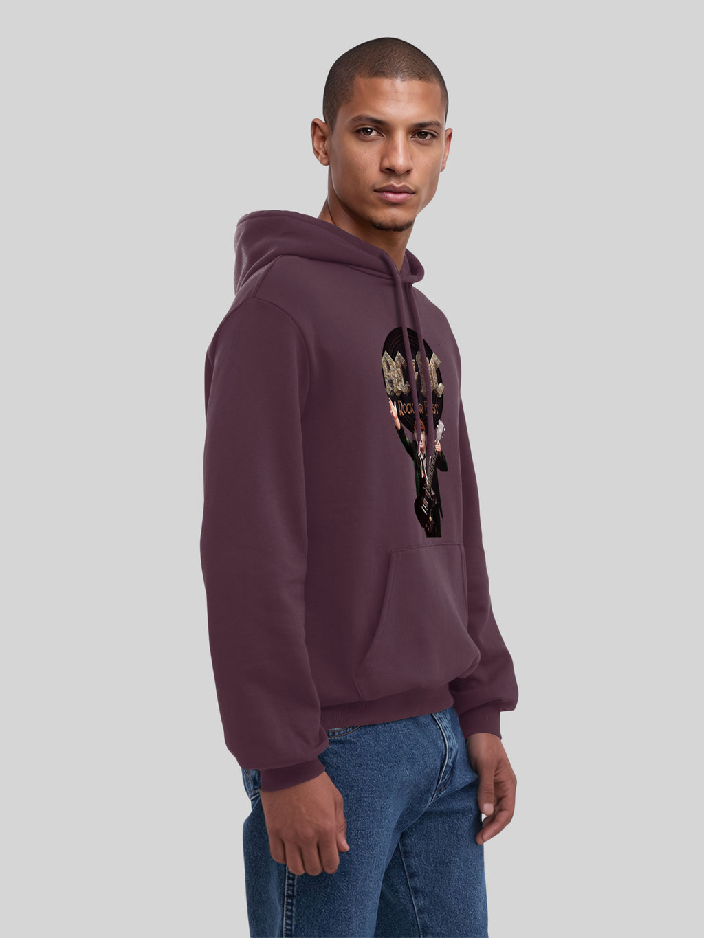 ACDC Rock o Bust Angus Young con blancos verdaderos | Sudadera con capucha regular para hombres