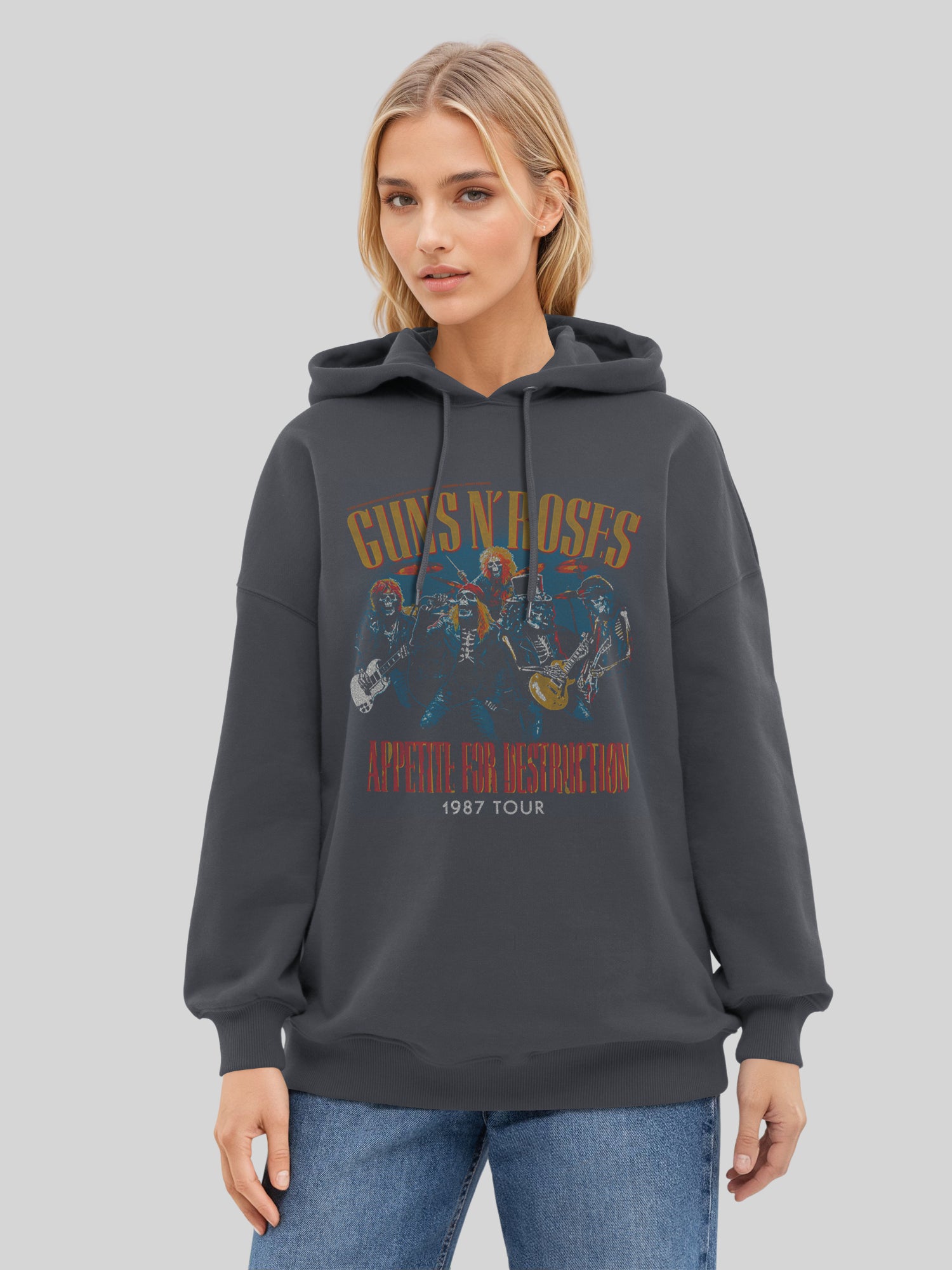 Guns N 'Roses 1987 Tour Vintage Concert Concert CONTTER | Sudadera con capucha de gran tamaño para mujeres