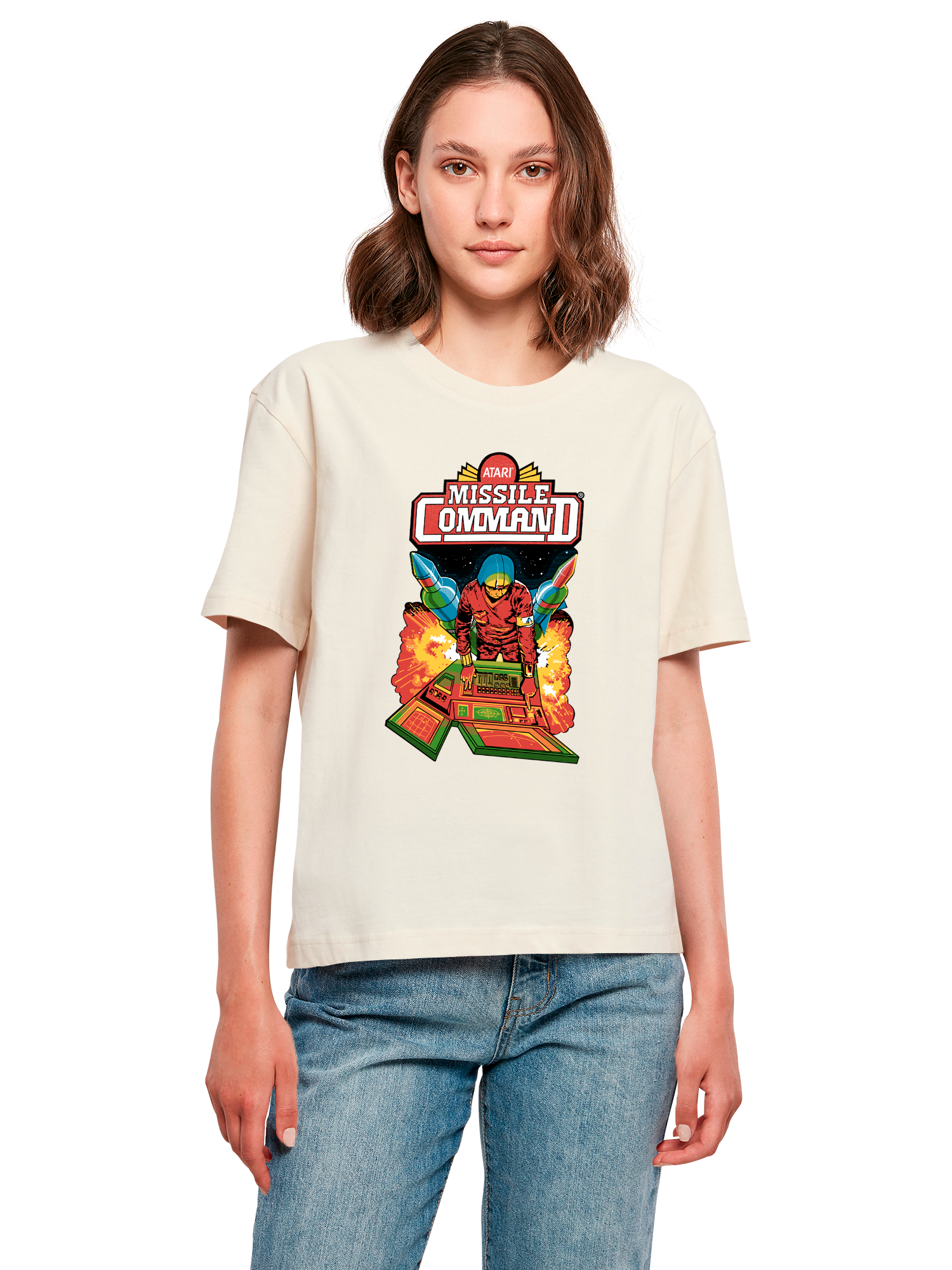 Missile Command Hanger Atari Retro Gaming Damen Alltags-T-Shirt