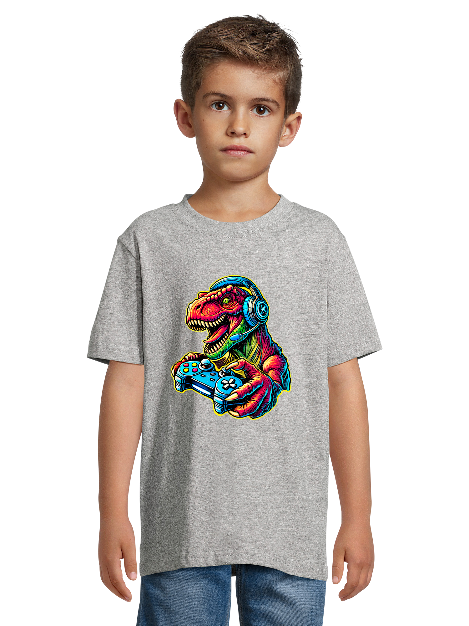 Dinosaurier-Gamer Kinder T-Shirt
