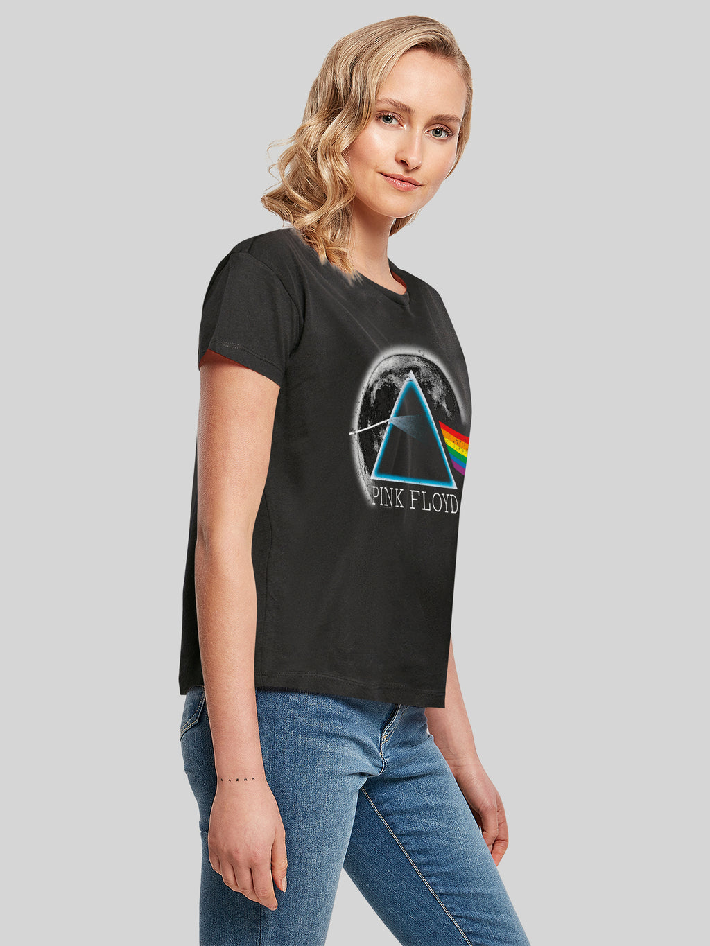 Pink Floyd Dark Side of the Moon Moon con angustia con la camiseta de la caja de damas