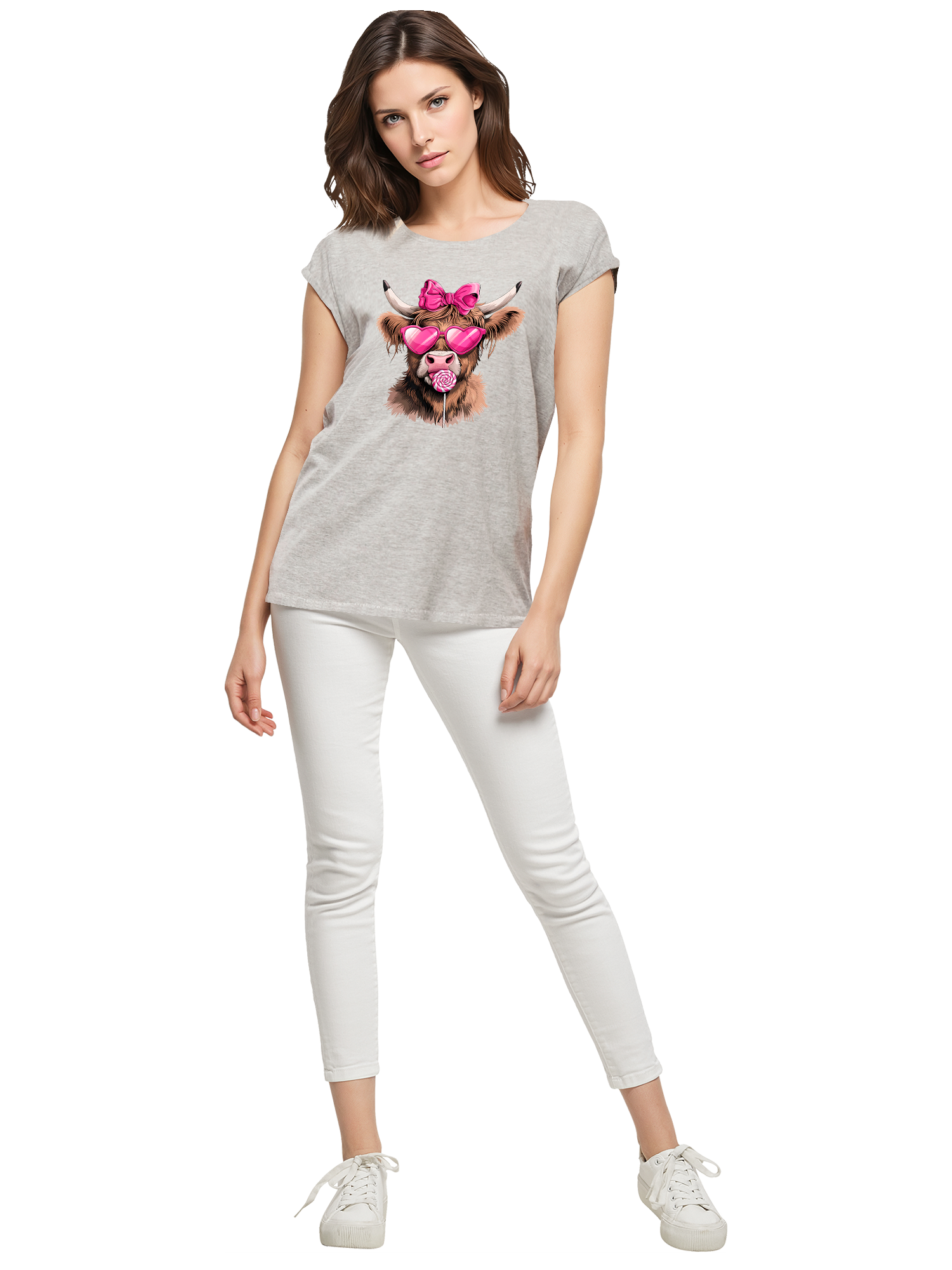 Highland Cow Valentine's Day Gift Ladies T-Shirt