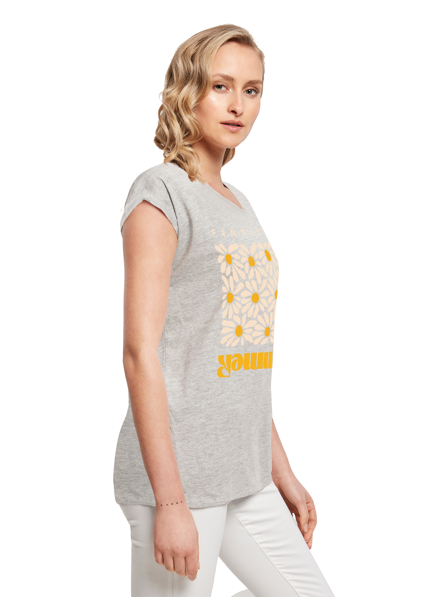 Camiseta de damas de girasol de verano