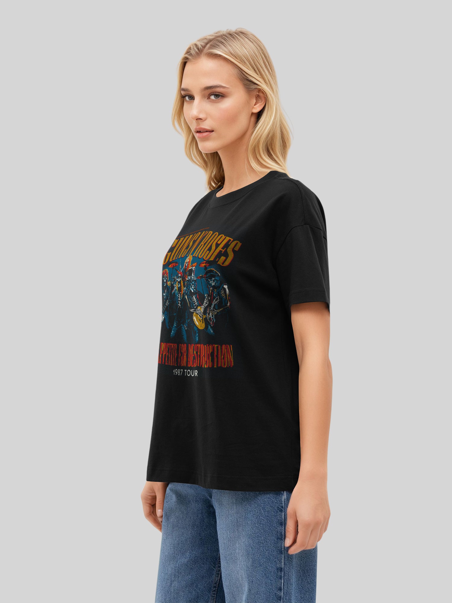 Guns N 'Roses 1987 Tour Vintage Concert Concert CONTTER | Tee de gran tamaño para mujeres