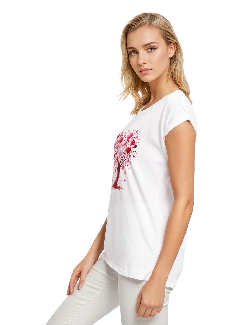 Heart Tree Weracolor Damas Camiseta de hombro extendido