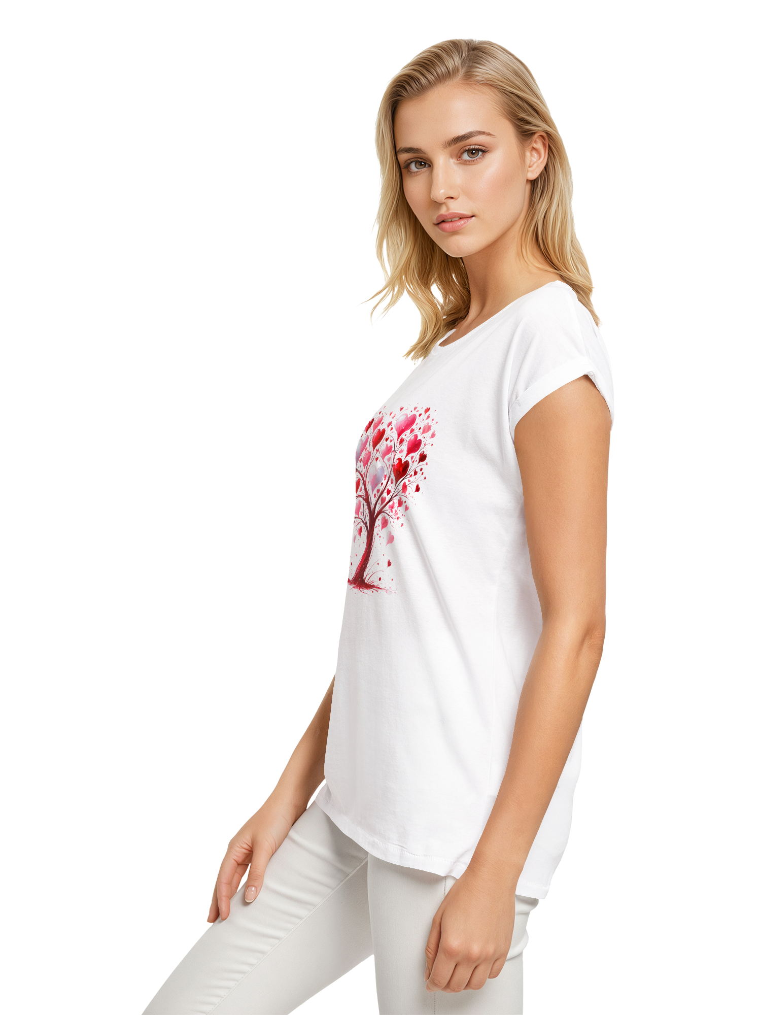 Heart Tree Weracolor Damas Camiseta de hombro extendido