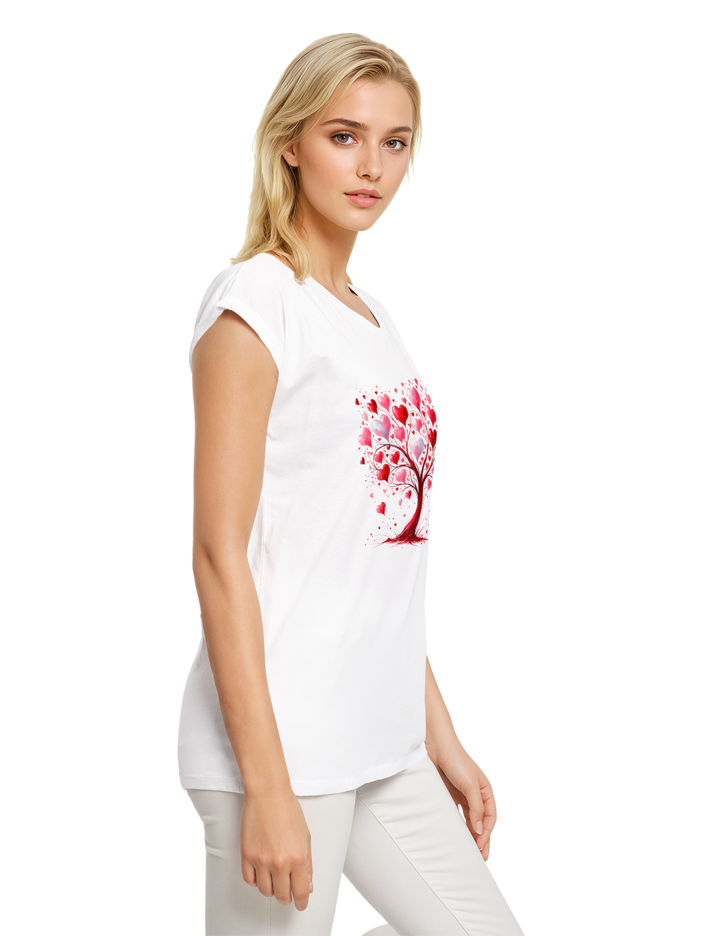 Heart Tree Weracolor Damas Camiseta de hombro extendido