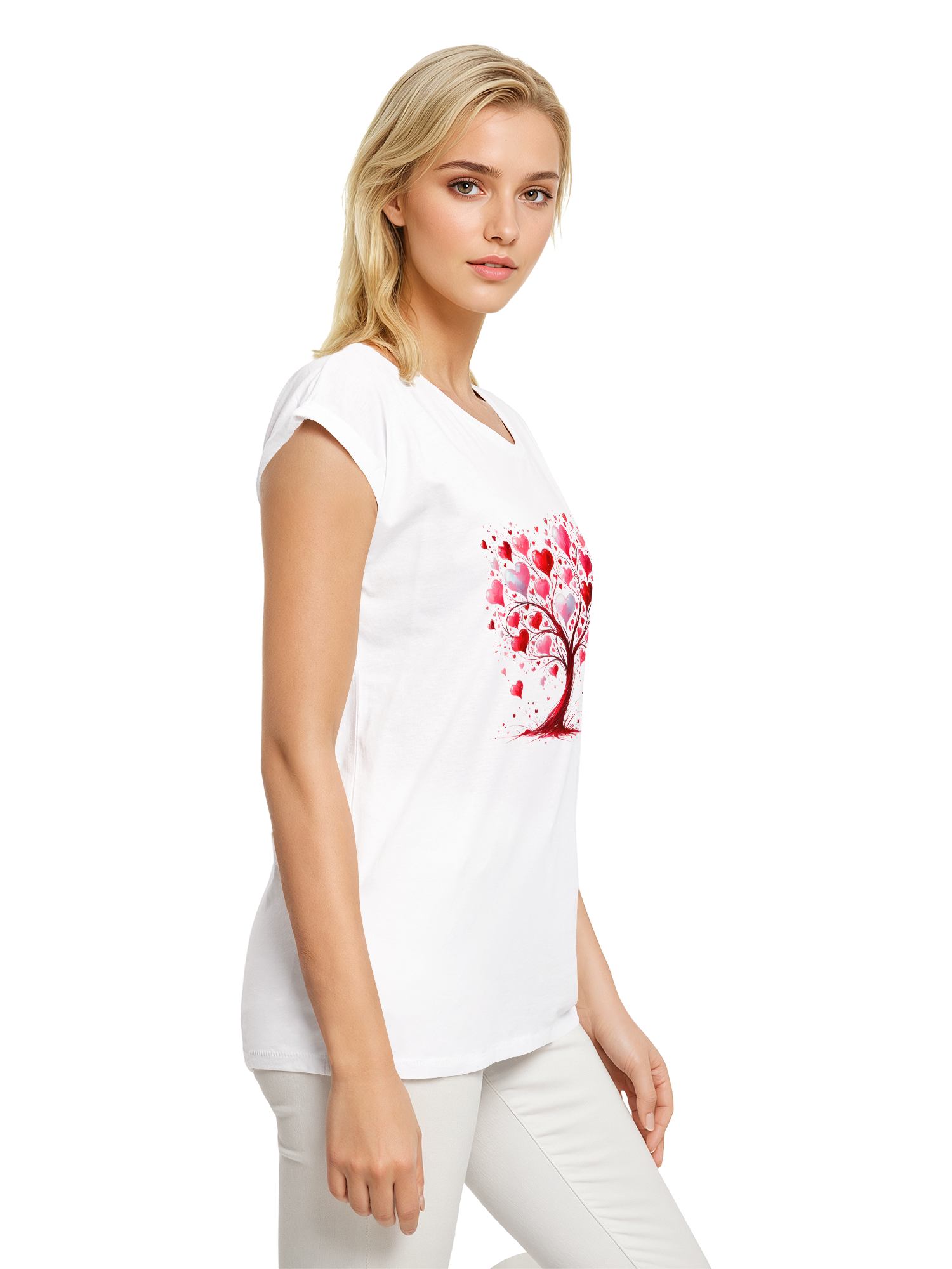 Heart Tree Weracolor Damas Camiseta de hombro extendido
