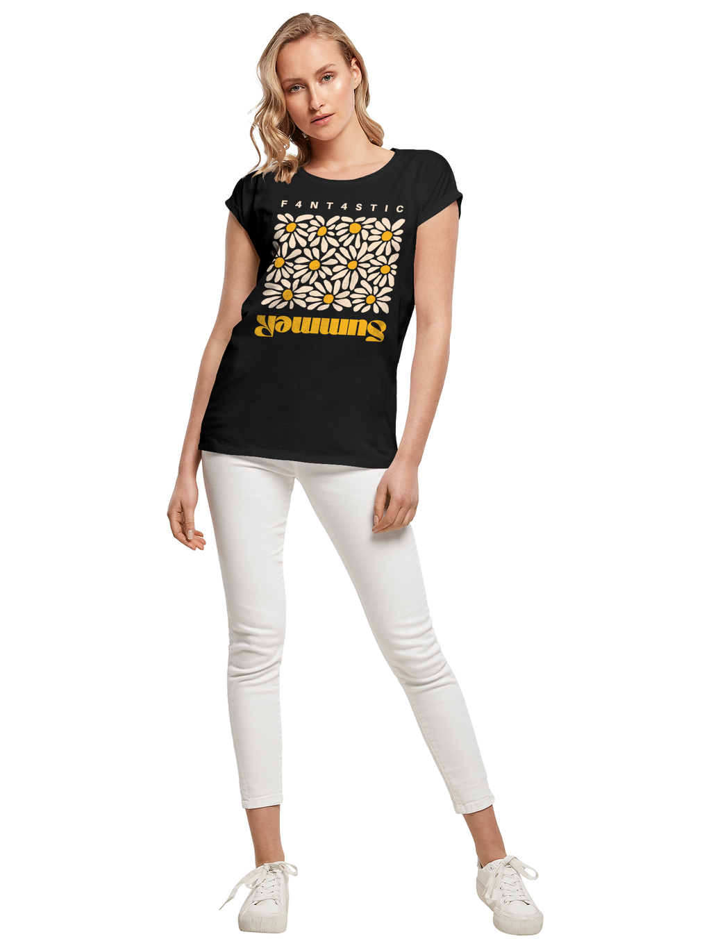 Camiseta de damas de girasol de verano