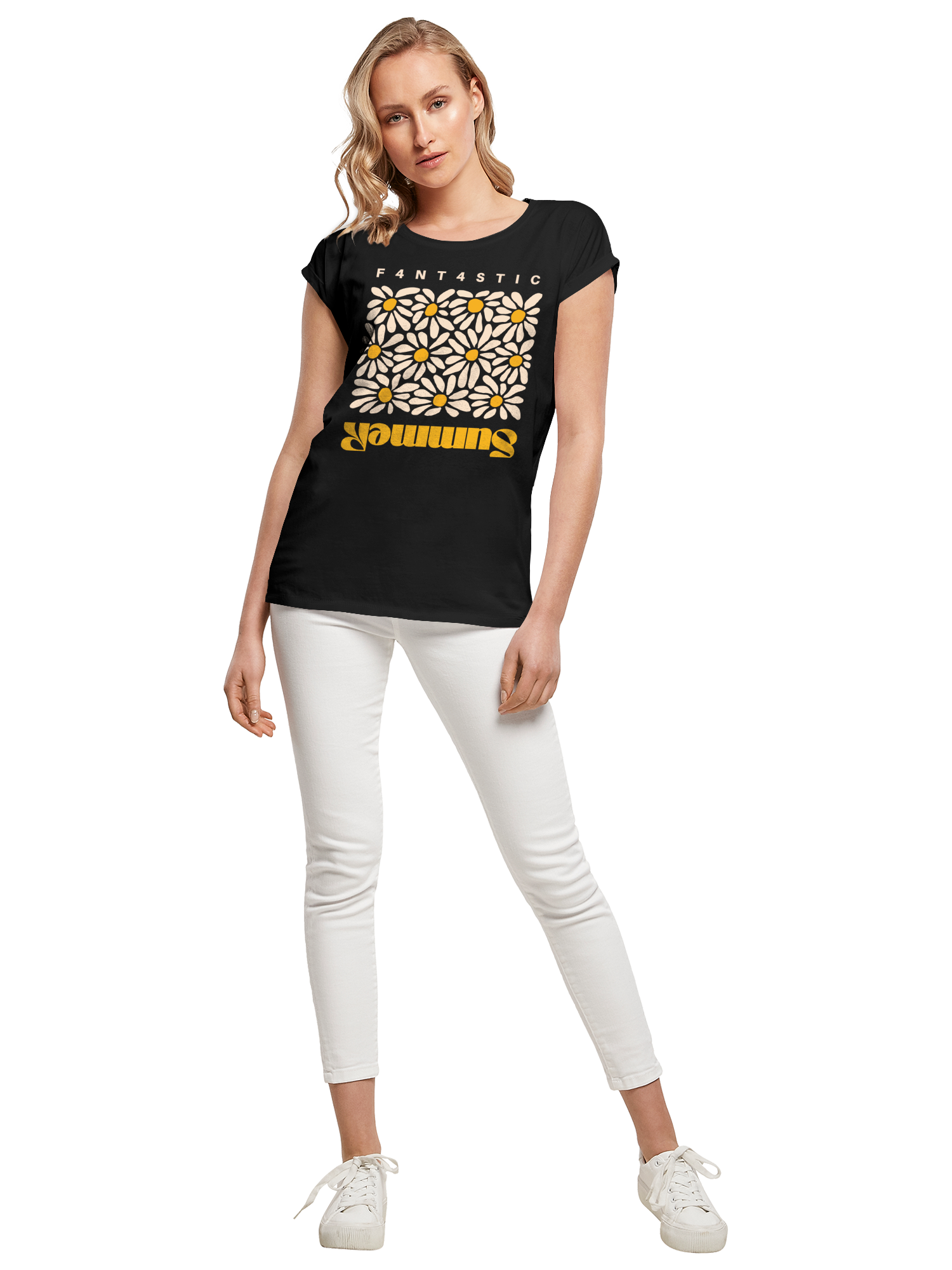 Camiseta de damas de girasol de verano