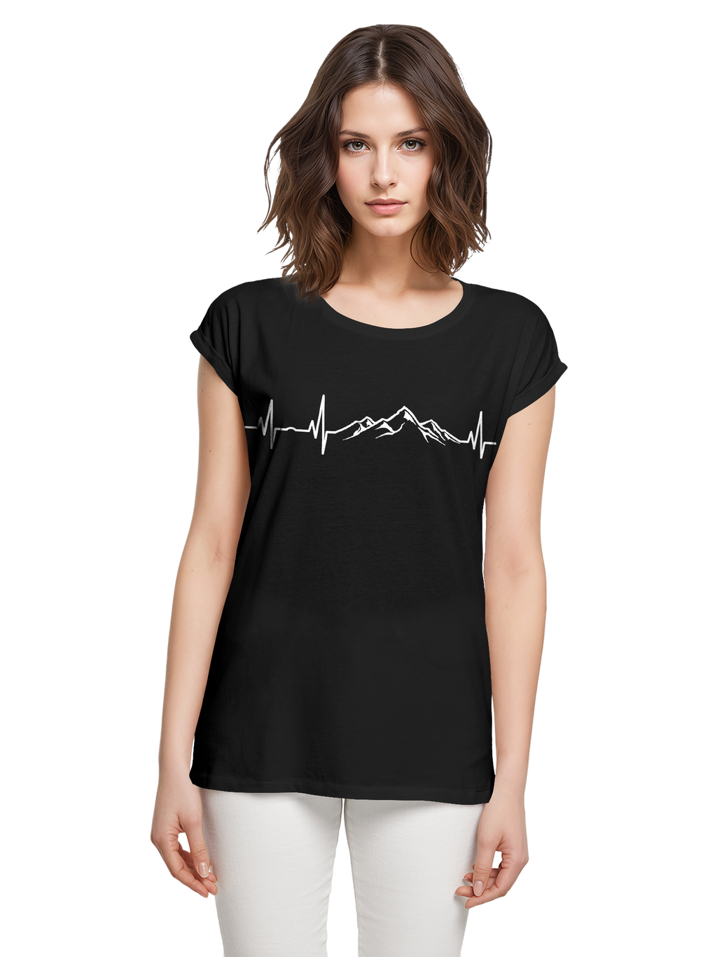 T-shirt pour dames de rythme cardiaque de montagne