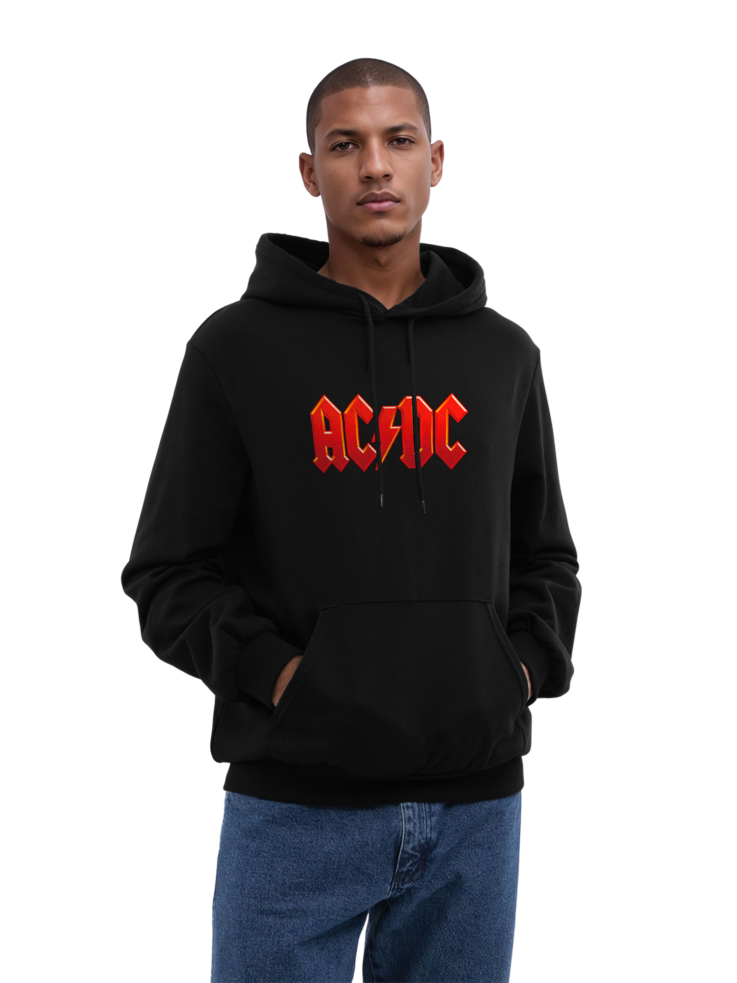 ACDC Logo rouge foncé avec de vraies blancs | Hoodie régulier pour hommes