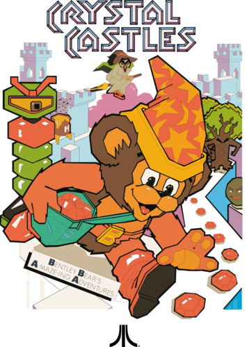 Atari Crystal Castles Retro Gaming und Atari Crystal Castles Bär Acid Washed Oversize Tee