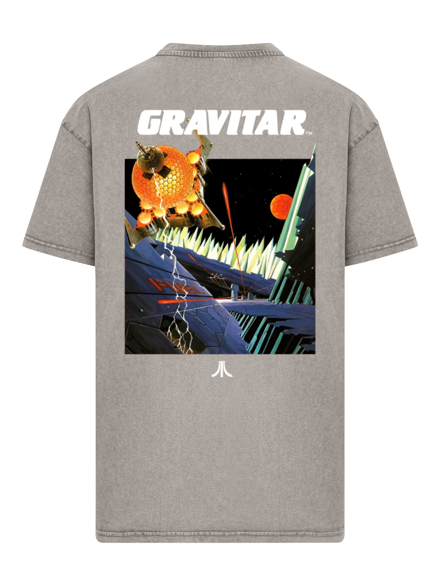 Atari Games Logo Retro Gaming Horizontal und Atari Gravitar Box Cover Acid Washed Oversize Tee