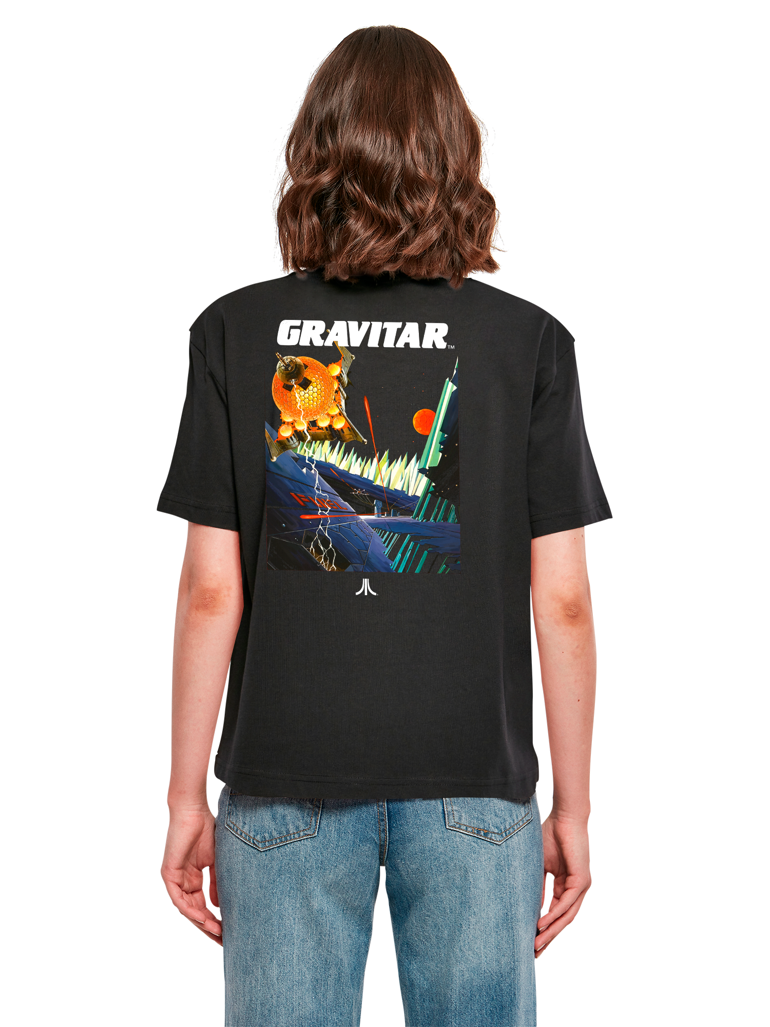 Atari Games Logo Retro Gaming Horizontal und Atari Gravitar Box Cover Damen Alltags-T-Shirt