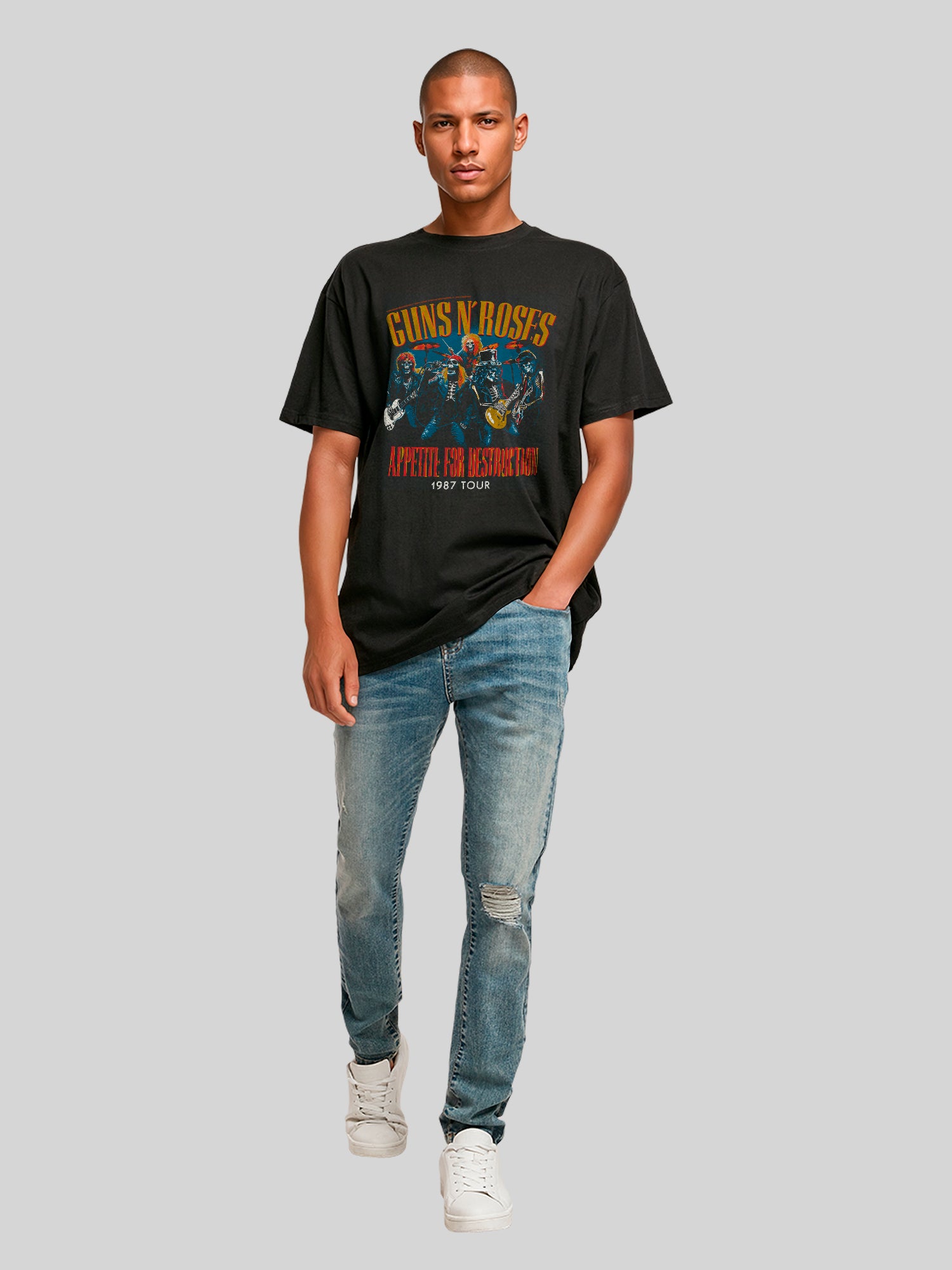 Guns N 'Roses 1987 Tour Vintage | Camiseta pesada de gran tamaño