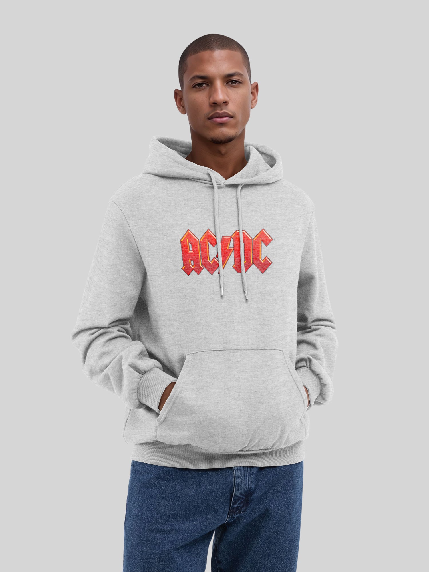ACDC Logo rouge foncé avec de vraies blancs | Hoodie régulier pour hommes