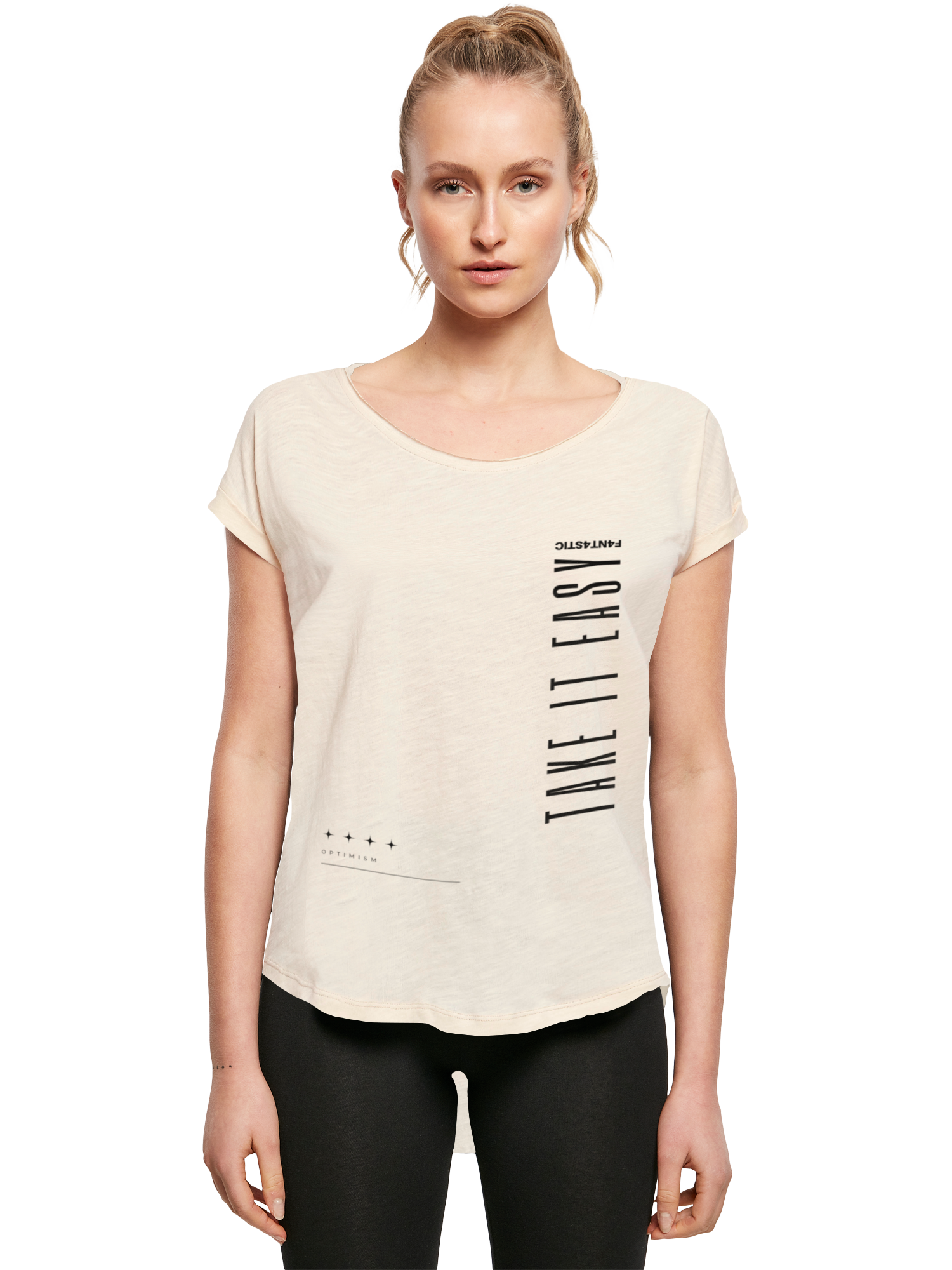 Damen T-Shirt mit Aufschrift „Take It Easy“