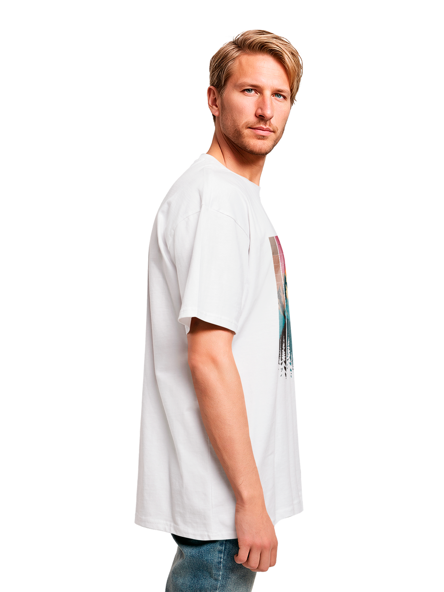 Mountain Sunset Retro Art T-shirt surdimensionné lourd